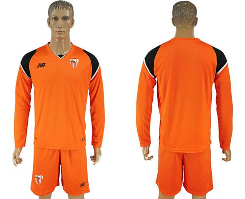 Sevilla Blank Orange Goalkeeper Long Sleeves Soccer Club Jersey